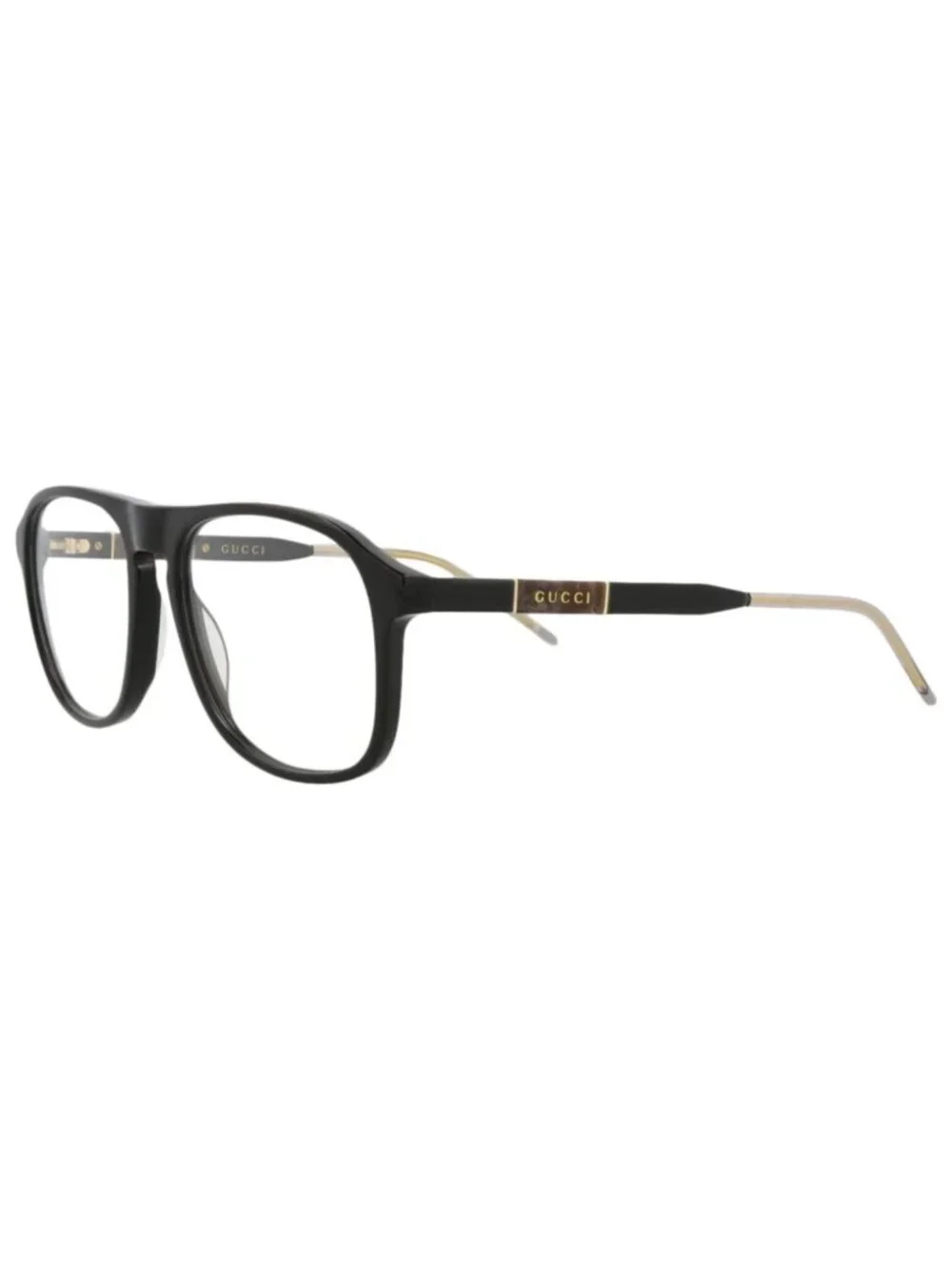 New Gucci Women's Eyeglasses Aviator Acetate Frame Mens Black Black Transparent